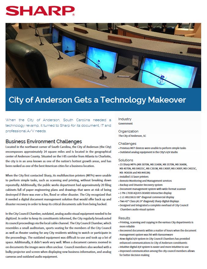Sharp, City Of Anderson, Case Study, Standard Digital Imaging