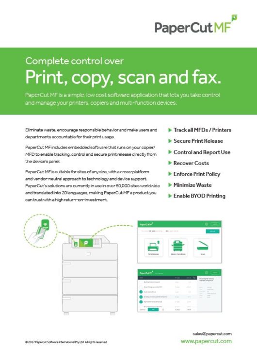 Papercut, Mf, Fact Sheet, Standard Digital Imaging