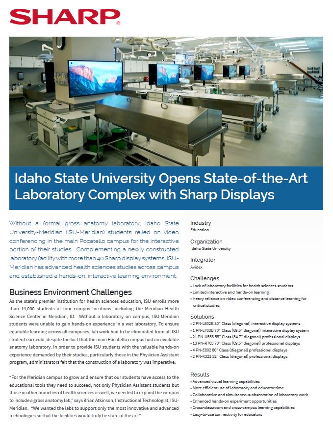 Sharp, Idaho State, Displays, Case Study, Standard Digital Imaging