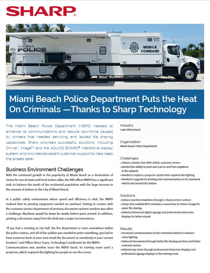Sharp, Miami Police, Case Study, Standard Digital Imaging