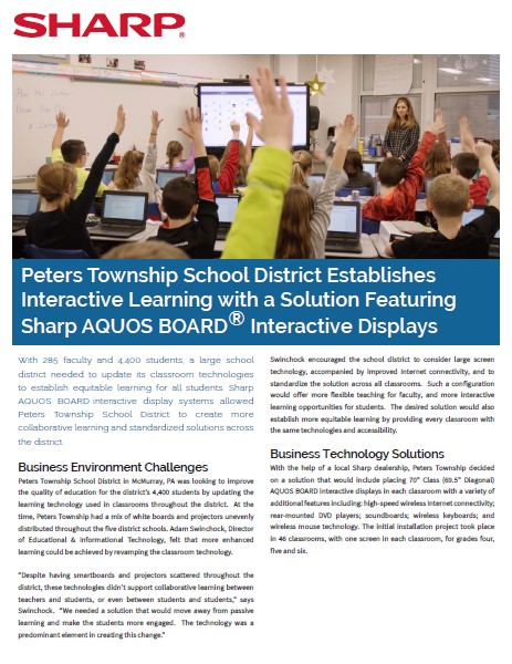 Sharp, Peters Township, School District, Aquos Board, Case Study, Education, Standard Digital Imaging
