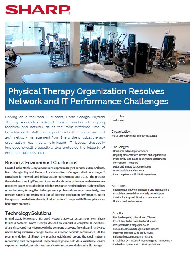Sharp, Physical Therapy Organization, Case Study, Standard Digital Imaging