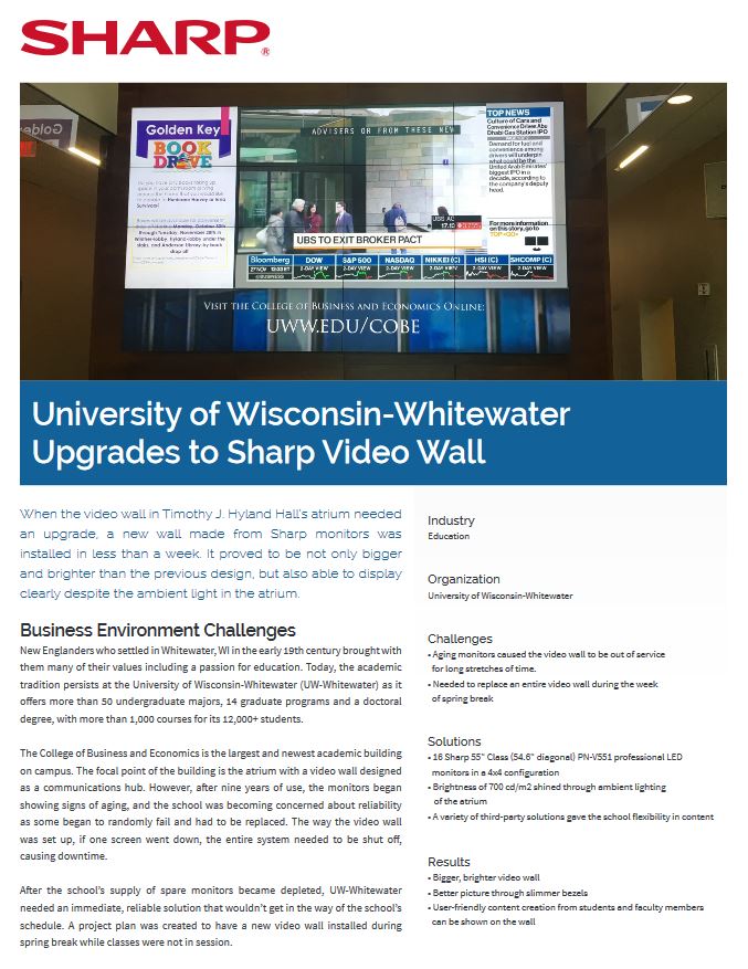 Sharp, University Of Wisconsin, Video Wal,l Case Study, Education, Standard Digital Imaging